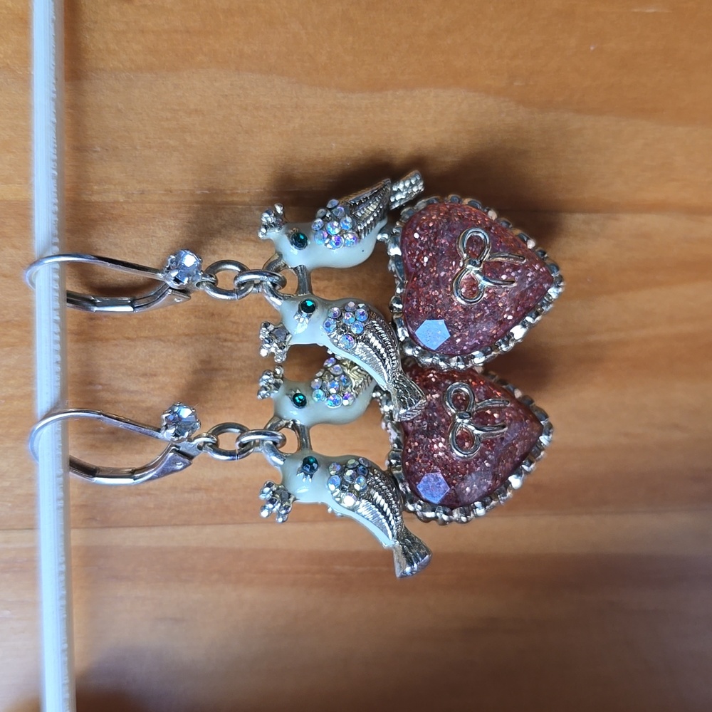 Betsey Johnson Love Bird Heart Earrings - Picture 3 of 3